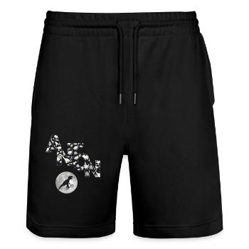 ANTON - Beautiful boy name with dinosaur - Stanley/Stella Trainer Unisex Organic Jogging Shorts - black - Front - Nik (191cm) & Marisol (170cm)