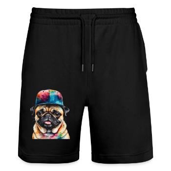 Carlin Snapback Cap Chien Coloré Conception Drôle Imprimer - Short de jogging bio TRAINER Stanley/Stella unisexe - noir - Devant - Nik (191cm) & Marisol (170cm)