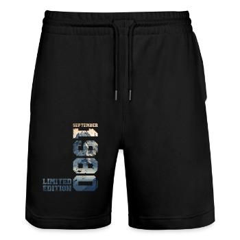 44. Geburtstag Original September 1980 Jahrgang 80 - Stanley/Stella Unisex Bio Joggingshorts Trainer  - Schwarz - Vorne - Nik (191cm) & Marisol (170cm)