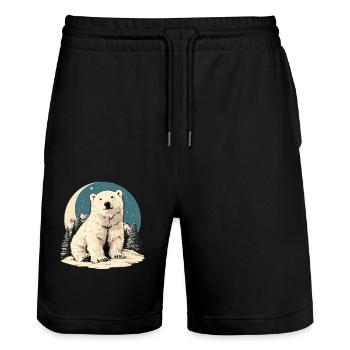 Polar Bear Eisbären Eisbär - Stanley/Stella Unisex Bio Joggingshorts Trainer  - Schwarz - Vorne - Nik (191cm) & Marisol (170cm)