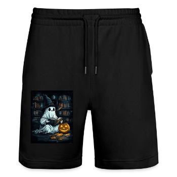 Cadeau d’Halloween Femmes Hommes Enfants Décoration - Short de jogging bio TRAINER Stanley/Stella unisexe - noir - Devant - Nik (191cm) & Marisol (170cm)