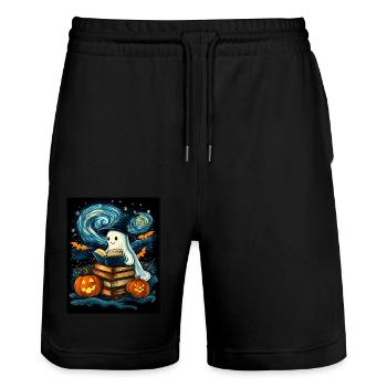 Cadeau d’Halloween Femmes Hommes Enfants Décoration - Short de jogging bio TRAINER Stanley/Stella unisexe - noir - Devant - Nik (191cm) & Marisol (170cm)