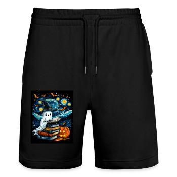 Cadeau d’Halloween Femmes Hommes Enfants Décoration - Short de jogging bio TRAINER Stanley/Stella unisexe - noir - Devant - Nik (191cm) & Marisol (170cm)