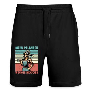 Garten Geschenk Gärtnerin Geburtstag Geschenk - Stanley/Stella Unisex Bio Joggingshorts Trainer  - Schwarz - Vorne - Nik (191cm) & Marisol (170cm)