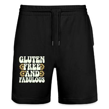 Sans gluten et design fabuleux pour les personnes allergiques - Short de jogging bio TRAINER Stanley/Stella unisexe - noir - Devant - Nik (191cm) & Marisol (170cm)