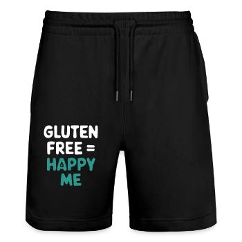 Gluten Free Equals Happy Me - Stanley/Stella Trainer Unisex Organic Jogging Shorts - black - Front - Nik (191cm) & Marisol (170cm)