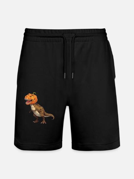 Funny Halloween T-Rex Dinosaur Comic - Stanley/Stella Trainer Unisex Organic Jogging Shorts - black