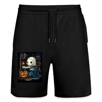 Cadeau d’Halloween Femmes Hommes Enfants Décoration - Short de jogging bio TRAINER Stanley/Stella unisexe - noir - Devant - Nik (191cm) & Marisol (170cm)
