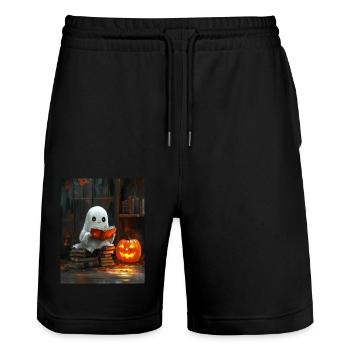 Cadeau d’Halloween Femmes Hommes Enfants Décoration - Short de jogging bio TRAINER Stanley/Stella unisexe - noir - Devant - Nik (191cm) & Marisol (170cm)