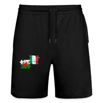 Wales Italien Vintage Flagge Italiener Waliser - Stanley/Stella Unisex Bio Joggingshorts Trainer  - Schwarz - Vorne - Nik (191cm) & Marisol (170cm)