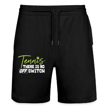 Funny Tennis Player Racket Tennis - Stanley/Stella Unisex Bio Joggingshorts Trainer  - Schwarz - Vorne - Nik (191cm) & Marisol (170cm)