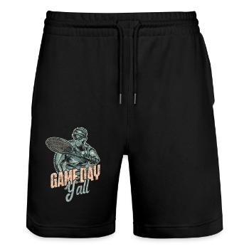 Funny Tennis Player Racket Girl - Stanley/Stella Unisex Bio Joggingshorts Trainer  - Schwarz - Vorne - Nik (191cm) & Marisol (170cm)