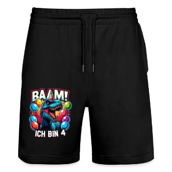 4 Jahre Geschenk Geburtstag Junge Mädchen - Stanley/Stella Unisex Bio Joggingshorts Trainer  - Schwarz - Vorne - Nik (191cm) & Marisol (170cm)