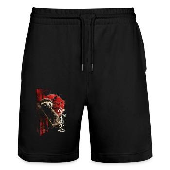 Funny Sloth Art Animal Sloth Wildlife Animals - Stanley/Stella Trainer Unisex Organic Jogging Shorts - black - Front - Nik (191cm) & Marisol (170cm)