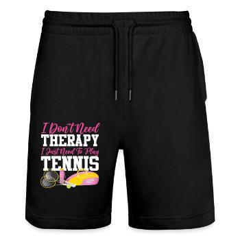 drôle de raquette de joueur de tennis je suis - Short de jogging bio TRAINER Stanley/Stella unisexe - noir - Devant - Nik (191cm) & Marisol (170cm)