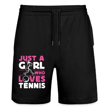 Funny Tennis Player Racket It's - Stanley/Stella Unisex Bio Joggingshorts Trainer  - Schwarz - Vorne - Nik (191cm) & Marisol (170cm)