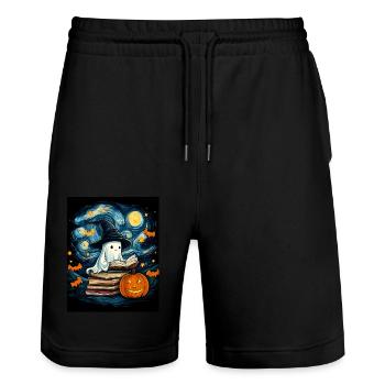 Cadeau d’Halloween Femmes Hommes Enfants Décoration - Short de jogging bio TRAINER Stanley/Stella unisexe - noir - Devant - Nik (191cm) & Marisol (170cm)