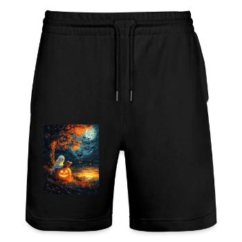 Cadeau d’Halloween Femmes Hommes Enfants Décoration - Short de jogging bio TRAINER Stanley/Stella unisexe - noir - Devant - Nik (191cm) & Marisol (170cm)