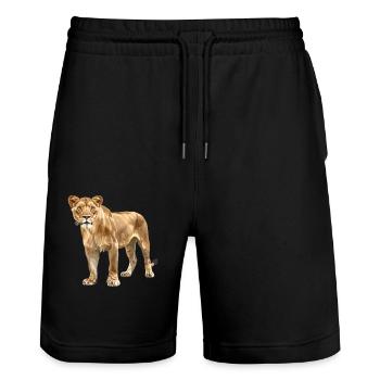 Lionne Lionnes Lionne - Short de jogging bio TRAINER Stanley/Stella unisexe - noir - Devant - Nik (191cm) & Marisol (170cm)