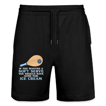Wenn Du Soft Serve Wolltest, Hättest Du Eis Holen - Stanley/Stella Unisex Bio Joggingshorts Trainer  - Schwarz - Vorne - Nik (191cm) & Marisol (170cm)