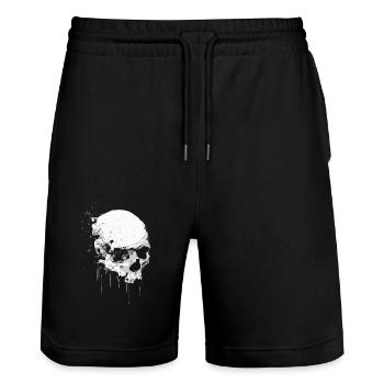 Skull Halloween Aquarell - Splash Art Totenkopf - Stanley/Stella Unisex Bio Joggingshorts Trainer  - Schwarz - Vorne - Nik (191cm) & Marisol (170cm)