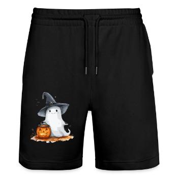 Cadeau d’Halloween Femmes Hommes Enfants Décoration - Short de jogging bio TRAINER Stanley/Stella unisexe - noir - Devant - Nik (191cm) & Marisol (170cm)
