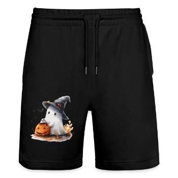 Cadeau d’Halloween Femmes Hommes Enfants Décoration - Short de jogging bio TRAINER Stanley/Stella unisexe - noir - Devant - Nik (191cm) & Marisol (170cm)