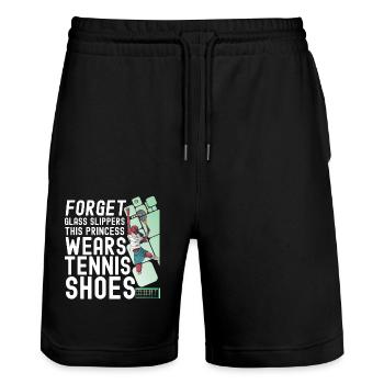 Funny Tennis Player Racket Girl - Stanley/Stella Unisex Bio Joggingshorts Trainer  - Schwarz - Vorne - Nik (191cm) & Marisol (170cm)
