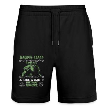 RAGNA-DAD Green Viking for Father's Day - Stanley/Stella Trainer Unisex Organic Jogging Shorts - black - Front - Nik (191cm) & Marisol (170cm)