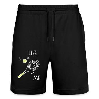 Funny Tennis Player Racket Life Me - Stanley/Stella Unisex Bio Joggingshorts Trainer  - Schwarz - Vorne - Nik (191cm) & Marisol (170cm)