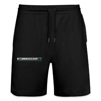 Funny Tennis Player Racket - Stanley/Stella Trainer Unisex Organic Jogging Shorts - black - Front - Nik (191cm) & Marisol (170cm)