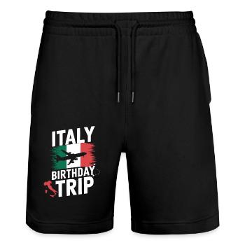 Italy Birthday Trip Abenteuer - Stanley/Stella Unisex Bio Joggingshorts Trainer  - Schwarz - Vorne - Nik (191cm) & Marisol (170cm)