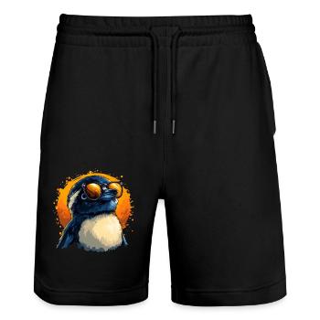 pingouin drôle avec des lunettes de soleil - Short de jogging bio TRAINER Stanley/Stella unisexe - noir - Devant - Nik (191cm) & Marisol (170cm)