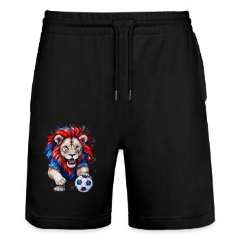 Lion Football Coloré Slovénie Slovénie Design Print - Short de jogging bio TRAINER Stanley/Stella unisexe - noir - Devant - Nik (191cm) & Marisol (170cm)