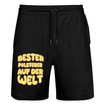Upholsterer as a vocation - Stanley/Stella Trainer Unisex Organic Jogging Shorts - black - Front - Nik (191cm) & Marisol (170cm)