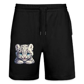 Snow Leopard Schneeleoparde Schneeleopard - Stanley/Stella Trainer Unisex Organic Jogging Shorts - black - Front - Nik (191cm) & Marisol (170cm)