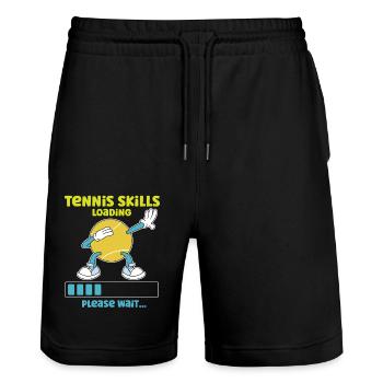 Drôle de joueur de tennis Raquette Tennis - Short de jogging bio TRAINER Stanley/Stella unisexe - noir - Devant - Nik (191cm) & Marisol (170cm)