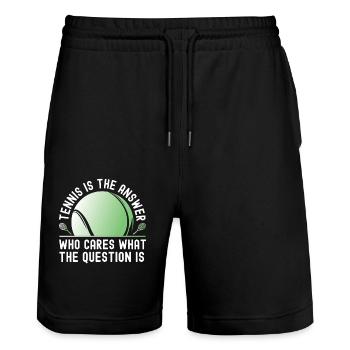 Funny Tennis Player Racket Tennis - Stanley/Stella Trainer Unisex Organic Jogging Shorts - black - Front - Nik (191cm) & Marisol (170cm)