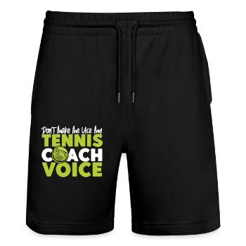 Funny Tennis Player Racket Coach - Stanley/Stella Unisex Bio Joggingshorts Trainer  - Schwarz - Vorne - Nik (191cm) & Marisol (170cm)