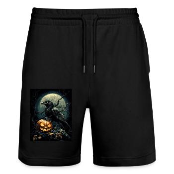 Halloween Gift Women Pumpkin Men Kids - Stanley/Stella Trainer Unisex Organic Jogging Shorts - black - Front - Nik (191cm) & Marisol (170cm)