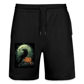 Halloween Gift Women Pumpkin Men Kids - Stanley/Stella Trainer Unisex Organic Jogging Shorts - black - Front - Nik (191cm) & Marisol (170cm)