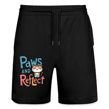 Pattes Et Reflet Pattes De Chat Et Méditation De Yoga - Short de jogging bio TRAINER Stanley/Stella unisexe - noir - Devant - Nik (191cm) & Marisol (170cm)