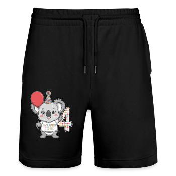 4th Birthday Koala Kaolafied To Be - Stanley/Stella Trainer Unisex Organic Jogging Shorts - black - Front - Nik (191cm) & Marisol (170cm)