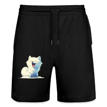 Arctic Fox Polarfüchse Polarfuchs - Stanley/Stella Unisex Bio Joggingshorts Trainer  - Schwarz - Vorne - Nik (191cm) & Marisol (170cm)