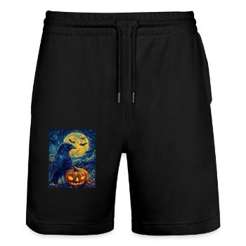 Halloween Gift Women Pumpkin Men Kids - Stanley/Stella Trainer Unisex Organic Jogging Shorts - black - Front - Nik (191cm) & Marisol (170cm)