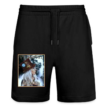 Steampunk Victorian Society - Stanley/Stella Trainer Unisex Organic Jogging Shorts - black - Front - Nik (191cm) & Marisol (170cm)