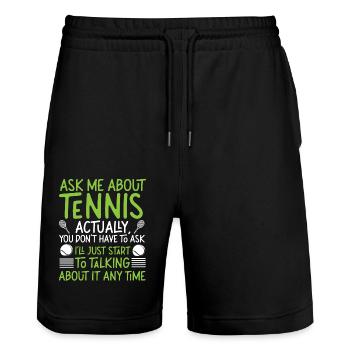 Funny Tennis Player Racket Ask Me - Stanley/Stella Unisex Bio Joggingshorts Trainer  - Schwarz - Vorne - Nik (191cm) & Marisol (170cm)