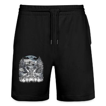Deer Austria Nature Hike Hiking Holiday - Stanley/Stella Trainer Unisex Organic Jogging Shorts - black - Front - Nik (191cm) & Marisol (170cm)