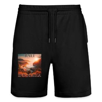 Bali Beach Indonesia Sunrise Tropical - Stanley/Stella Trainer Unisex Organic Jogging Shorts - black - Front - Nik (191cm) & Marisol (170cm)