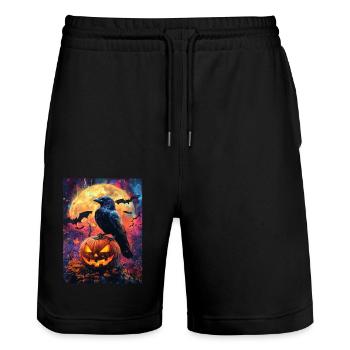 Halloween Gift Women Pumpkin Men Kids - Stanley/Stella Trainer Unisex Organic Jogging Shorts - black - Front - Nik (191cm) & Marisol (170cm)